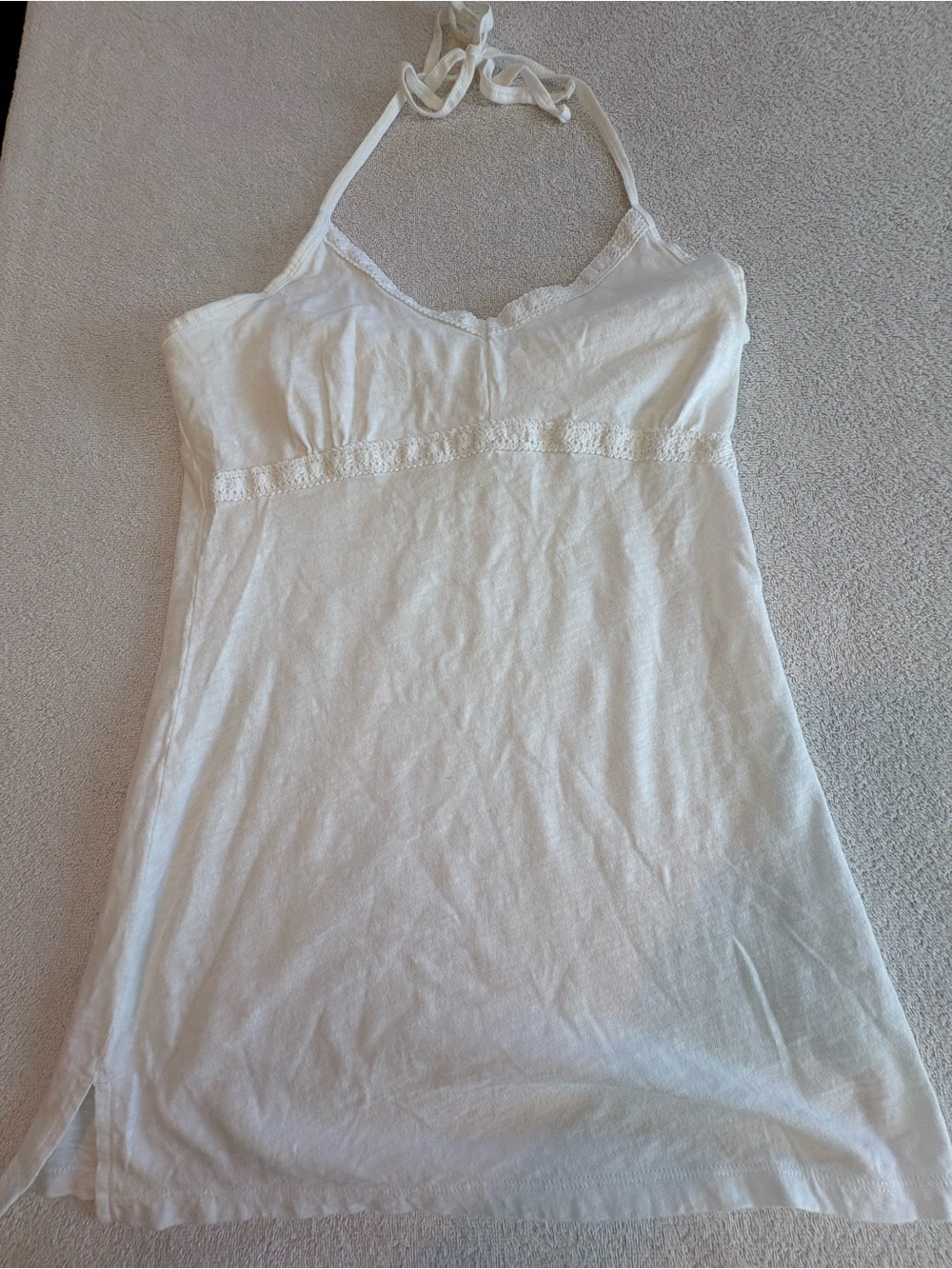 Gap White Halter Tunic Top Medium Babydoll Cotton Embroidered Trim - Picture 4 of 9